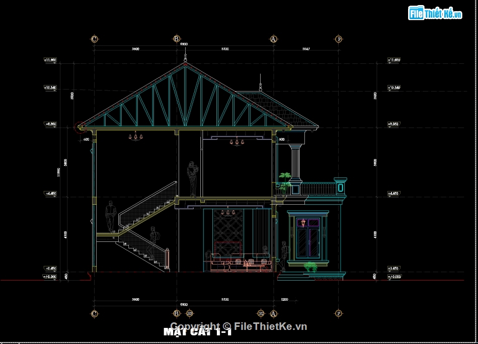 nhà 2 tầng mái nhật,nhà 2 tầng 4 phòng ngủ,nhà 2 tầng đẹp hiện đại,File Cad nhà 2 tầng